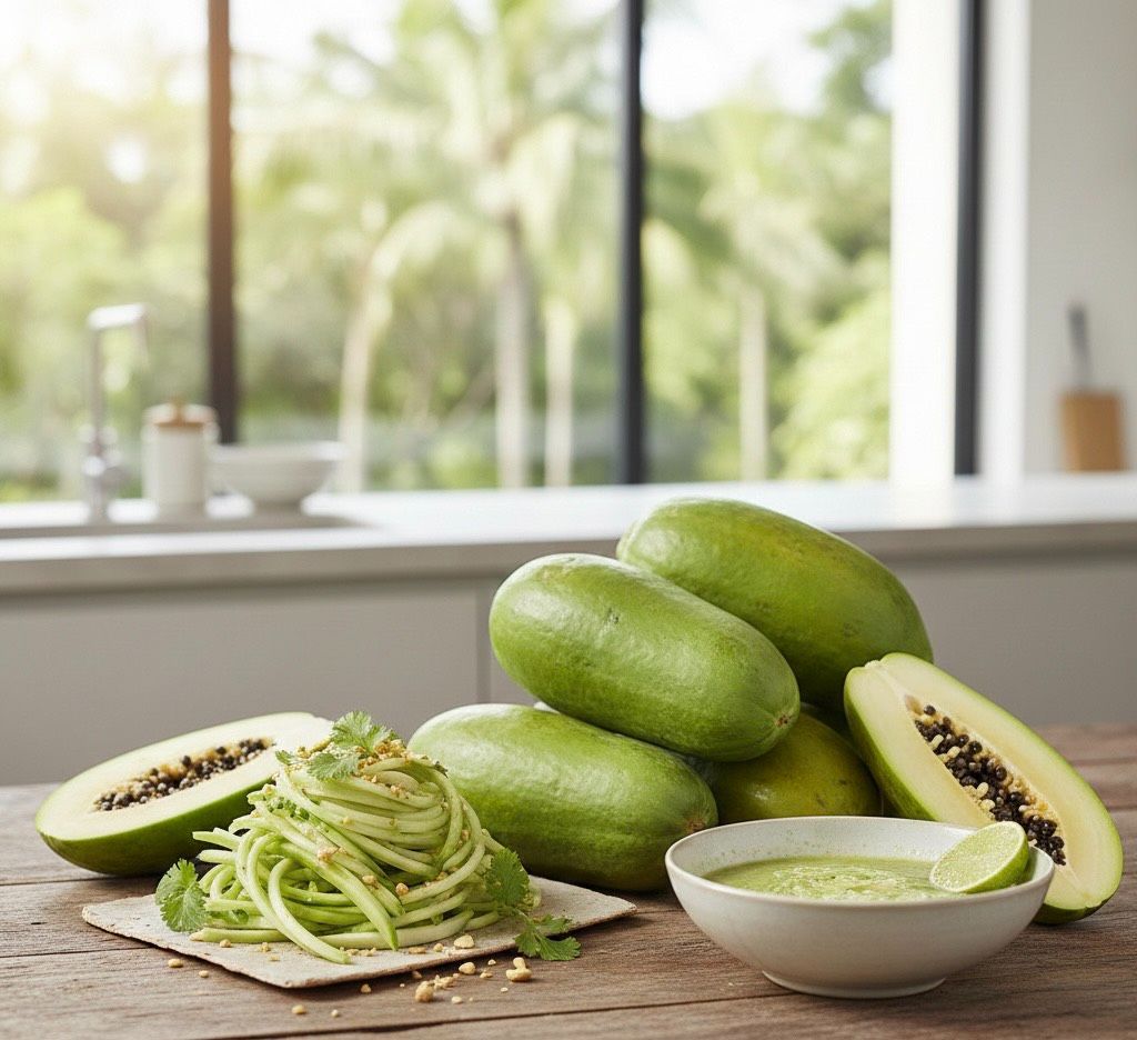 青パパイヤと粉末茶